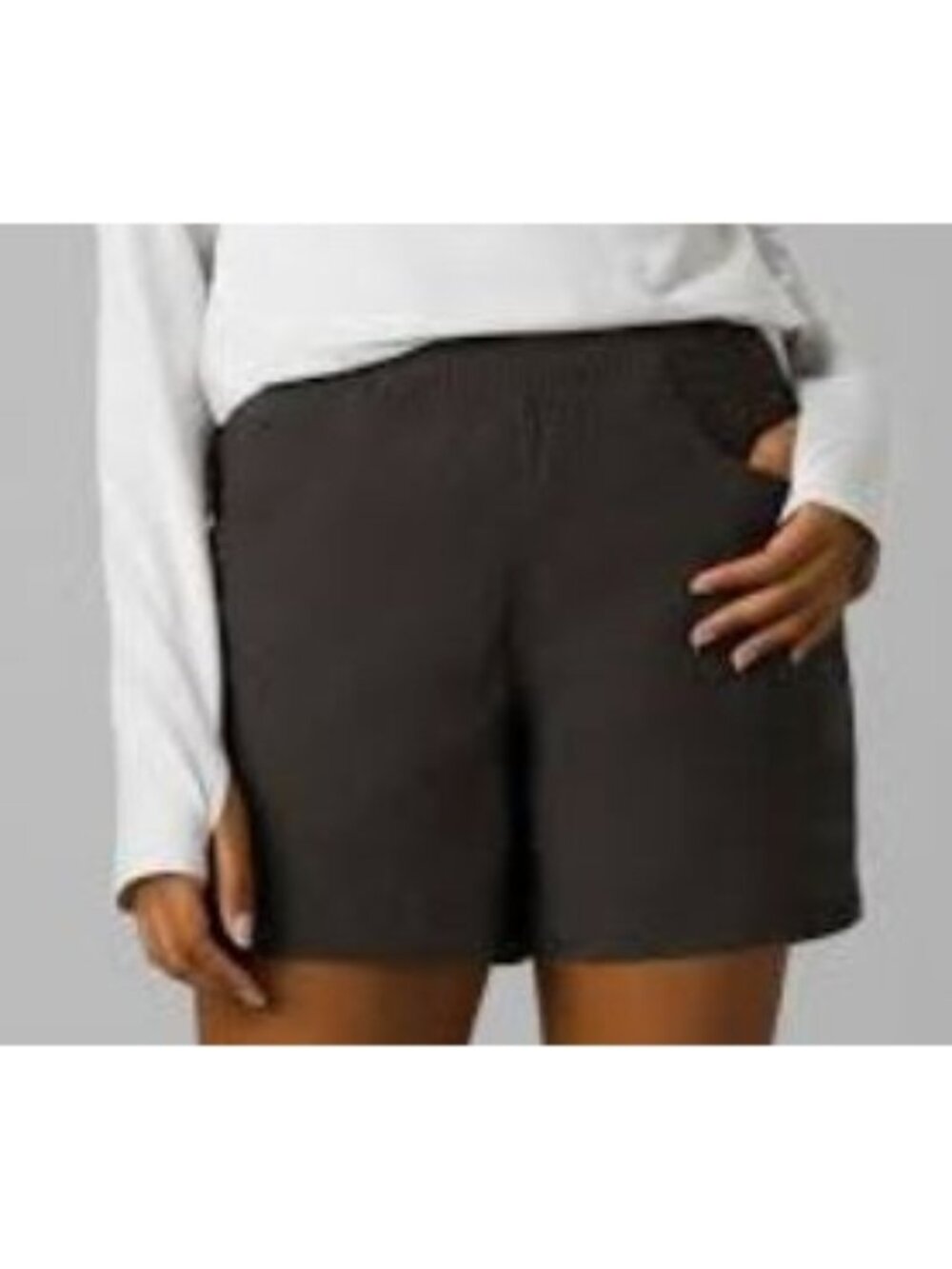 Prana Halle E-Waist 3" Short II Women's Size 12 in Dark Iron New With Tags!